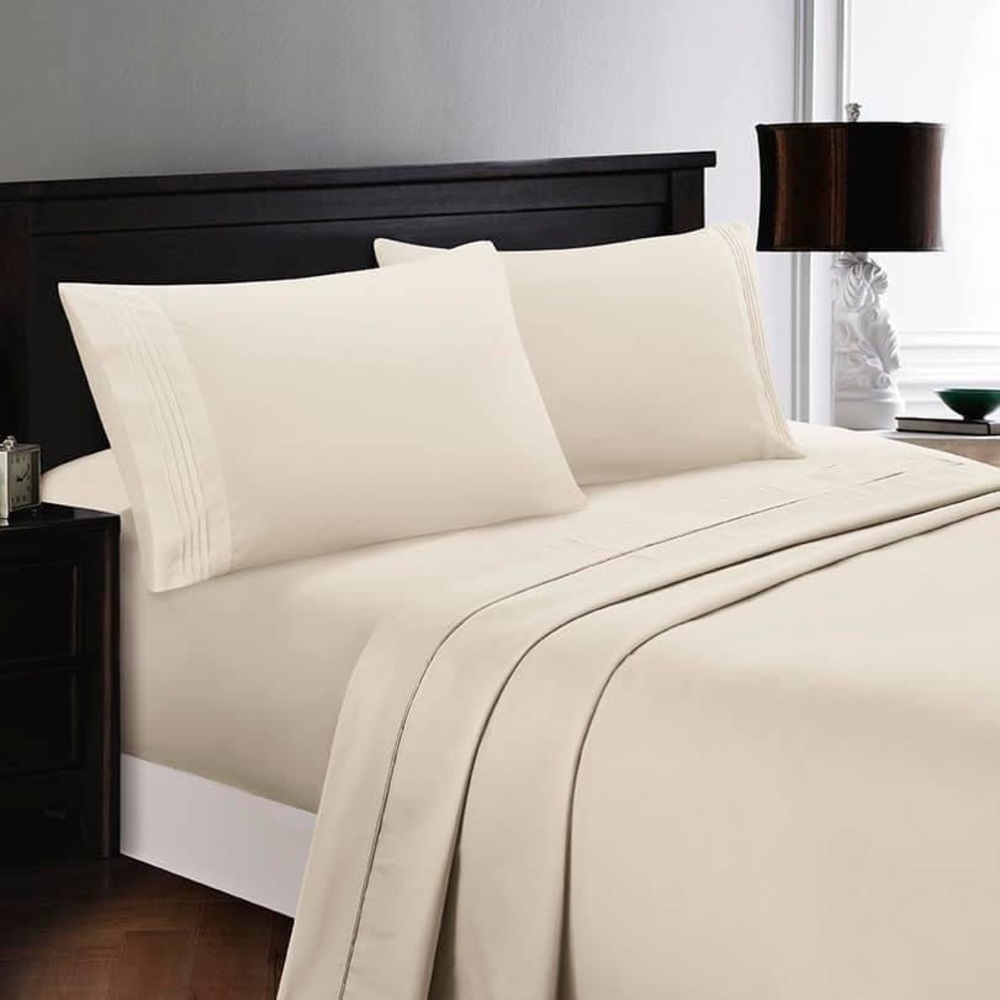 ✨SALE✨Queen 6pc French Vanilla Bedsheets - Picture 1 of 6